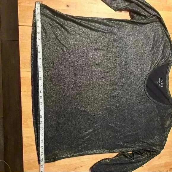 2 for$15 Ann Taylor LOFT metallic gray 3/4 sleeve blouse - Picture 9 of 10
